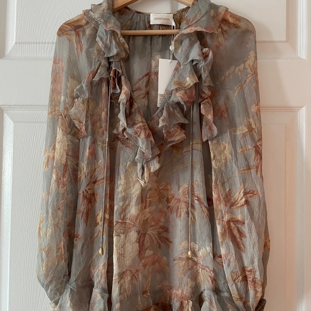 Zimmermann Cascade Blouse 100% silk Size US4/AU0